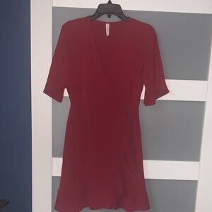 Peppermint Maroon Wrap Dress